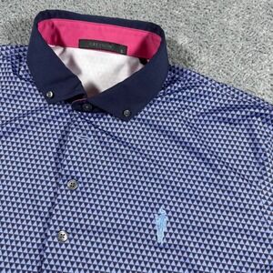 Greyson Blue Geometric Triangle Print Performance Golf Polo Shirt Size Large